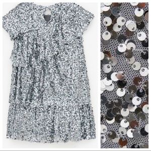 NEW Stunning Zara Party Silver Sequin dress sz 10